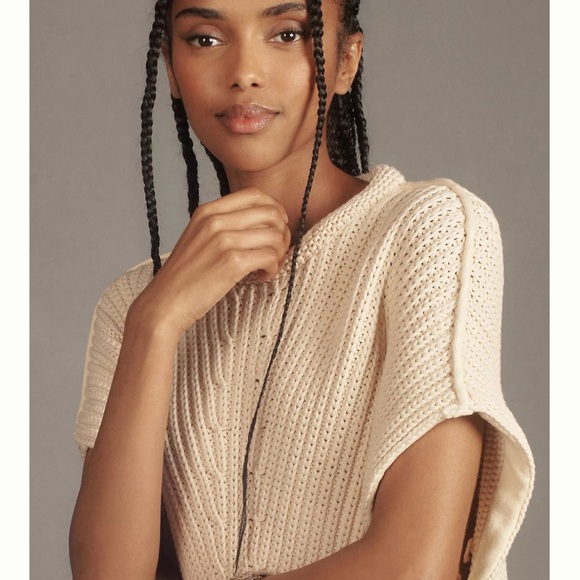 rag & bone Shane Cream Chunky Knit Sweater Vest Boxy Fit Size S - Picture 2 of 11